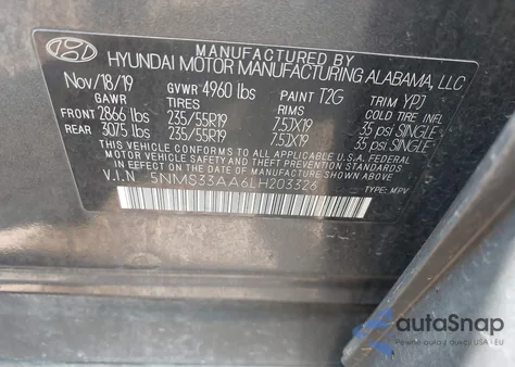 2020 Hyundai Santa Fe Sel 2.0T из США, поврежденный, VIN 5NMS33AA6LH203326